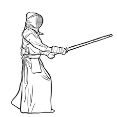 Kendo Practitioner in Traditional Gear