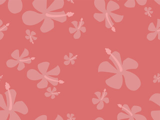 Seamless flower (hibiskus) pattern. Pink and red shades. © Grigoriy