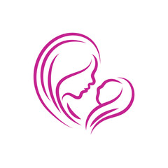 mom and baby outline sketch