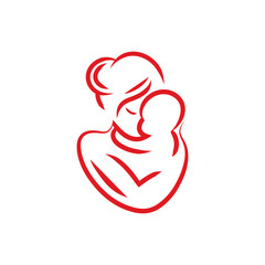 mom and baby outline sketch