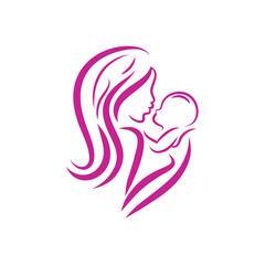 mom and baby outline sketch