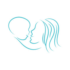 mom and baby outline sketch