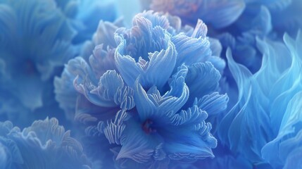 Glacial Hyacinth: Extreme close-up showcases icy tendrils enveloping each petal. - obrazy, fototapety, plakaty