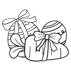 Easter doodles clipart, black doodles, coloring book cartoons, coloring pages for kids.