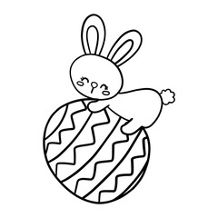 Easter doodles clipart, black doodles, coloring book cartoons, coloring pages for kids.