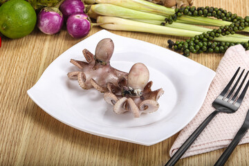 Delicous luxury seafood - boiled octopus