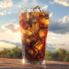 Realistic style illustration of refreshing soft drink