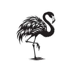 Majestic Flamingo Silhouette: Graceful Elegance in Moonlit Shadows - Flamingo Vector
