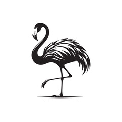 Tropical Twilight Serenity: Pink Flamingo Silhouette in Ethereal Glow - Flamingo Illustration
