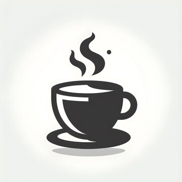 flat logo of Vector cup of coffee with steam icon illustration