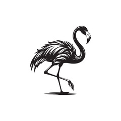 Starlit Plumage Poetry: Flamingo Silhouette Amidst Celestial Radiance - Flamingo Vector
