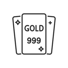 999 Gold Bullion, linear icon. Line with editable stroke