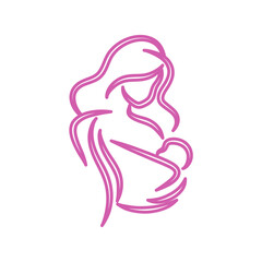 Hand drawn mom and baby