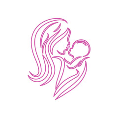 Hand drawn mom and baby