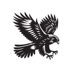 Cosmic Connection: Hawk Silhouette in Celestial Harmony - Hawk Vector
