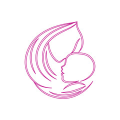 Hand drawn mom and baby