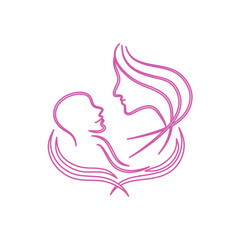 Hand drawn mom and baby