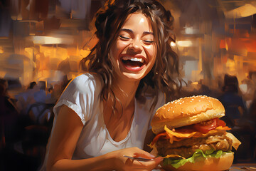 girl with hamburger