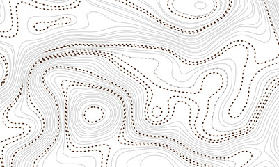 Wave topographic contour map, topographic wavy map doted line background. Abstract geographic wave grid line map. Geographic mountain relief background.