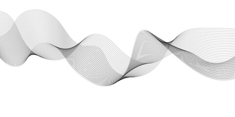 Technology and business wave lines on transparent background. Vector curve wave line seamless pattern. Gray curved line for banner design and frequency sound wave line. Future technology concept.