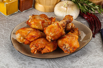 Raw marinated chicken drumstick for cooking