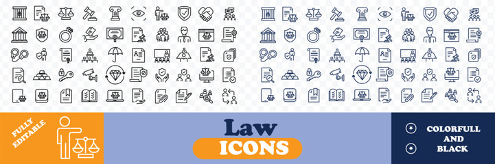 Law icons Pixel perfect. Agreement, insurance, legal, ..