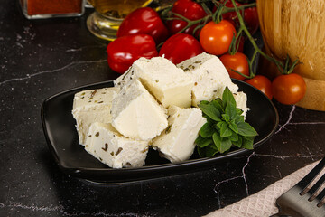 Greek traditional Feta cheese cubes