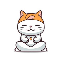 Kawaii cat doing yoga white background vector