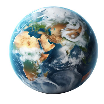 earth in space isolated on transparent background, PNG image