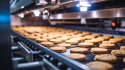 Automated Robotic bakery production line with sweet cookies