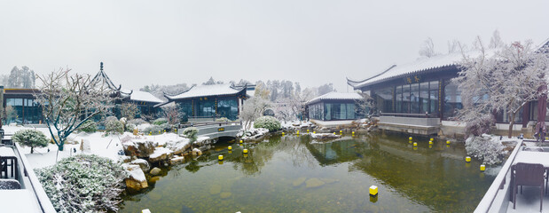 Wuhan East Lake plum Garden snow scenery