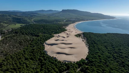 Foto auf Acrylglas Strand Bolonia, Tarifa, Spanien vista aérea de la duna de Bolonia en la playa del mismo nombre