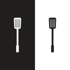Spatula and fork icon. BBQ and grill tools. Barbecue utensil. Vector illustration. - obrazy, fototapety, plakaty