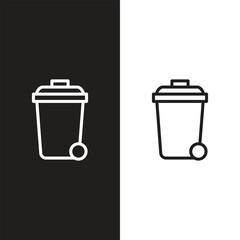 Garbage bins set. Colorful trash cans with recycling icon. Waste sorting containers. Vector illustration.