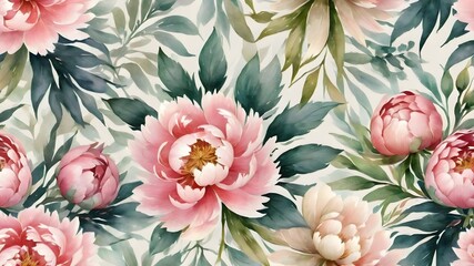 floral seamless pattern with lush peonies botanical wallpaper luxurious floral background realistic flowers hand drawn 3d illustration great for wallpaper design fabric,vinatge 