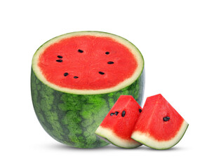 Slices of watermelon isolated on transparent background. PNG