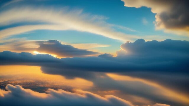Experience the ethereal beauty of a time lapse featuring azure skies, drifting clouds, and sun flares.
