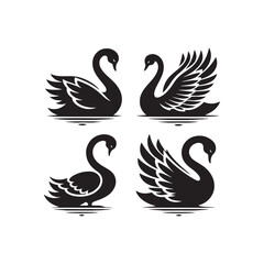 Ethereal Lines: Swan Silhouette Poise in Minimalist Mastery - Swan Vector  © Vista