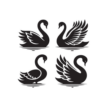 recommend clip art: Ethereal Lines: Swan Silhouette Poise in Minimalist Mastery - Swan Vector
                    