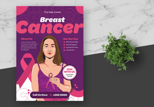 Red And Pink Cancer Awareness Flyer