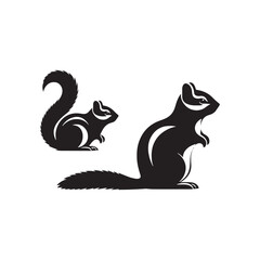 Whispering Shadows: Minimallest Chipmunk Silhouette Gracefully Illustrated - Chipmunk Vector
