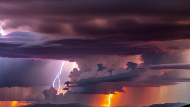 In a symphony of chaos, lightning ignites the brooding skies, captured in an intense time lapse spectacle.
