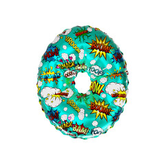 3D Helium Balloon Letter O with Action Comic Cartoon words Colorful Texture