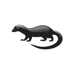 Ethereal Harmony: Mongoose Silhouette Dance in the Moonlit Minimalism - Mongoose Vector
