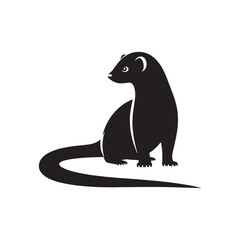 Mystical Radiance: Minimallest Mongoose Silhouette Enigma Unraveled - Mongoose Illustration
