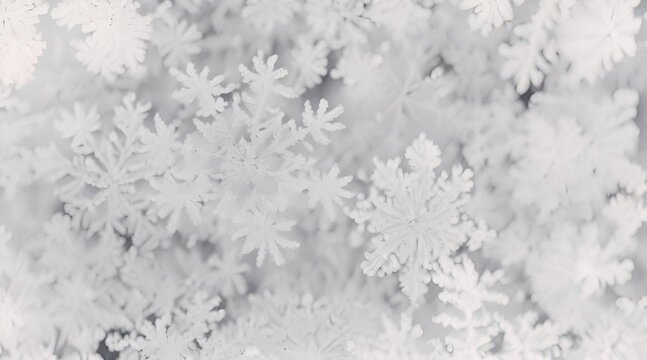 Snowflake texture background, winter snowfall close-up macro of snowflakes. Generative AI