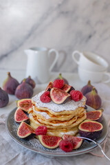 Pancake tower with fresh figs 