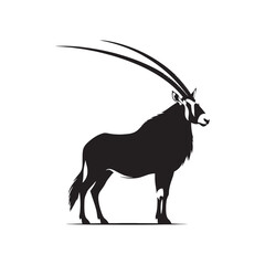 Whispering Wonder: Oryx Silhouette in Enigmatic Shadows - Oryx Illustration

