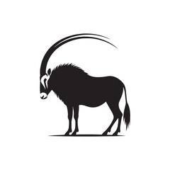 Celestial Minimalism: Oryx Silhouette in Cosmic Tranquility - Oryx Vector
