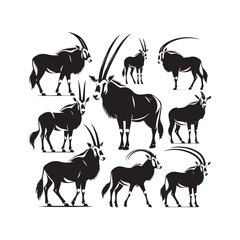 Radiant Serenity: Oryx Silhouette Glowing in Gentle Beauty - Oryx Illustration
